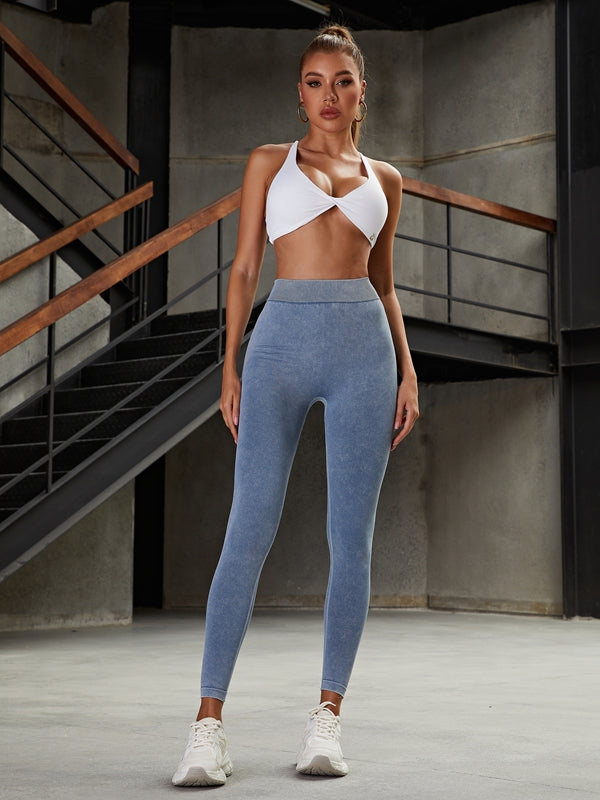ZASUWA Female Denim Deep V Back Scrunch Bum Twist Cross Back Tracksuit