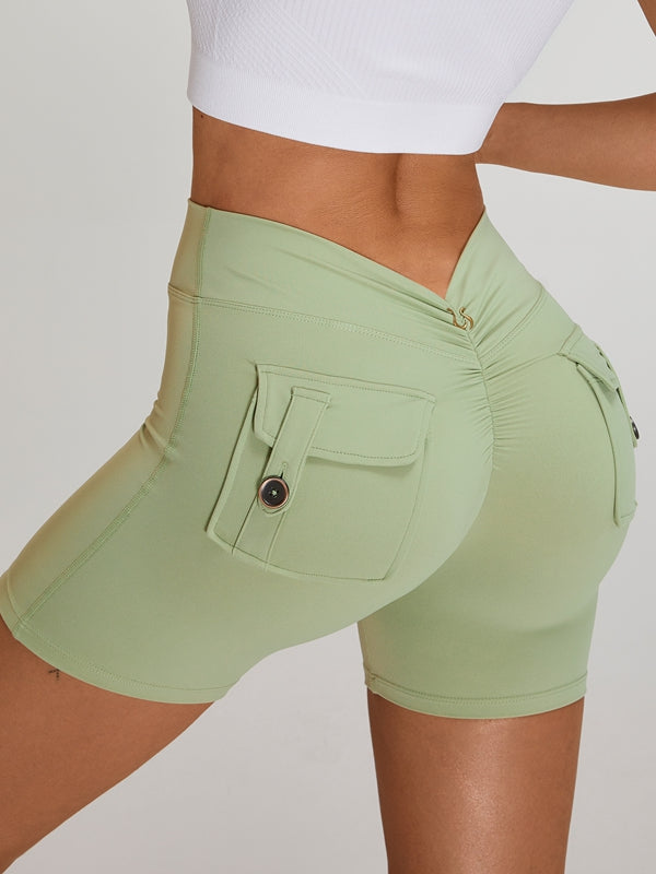 ZASUWA Female Deep V Back Pocket Scrunch Bum Zipper Short Tracksuit