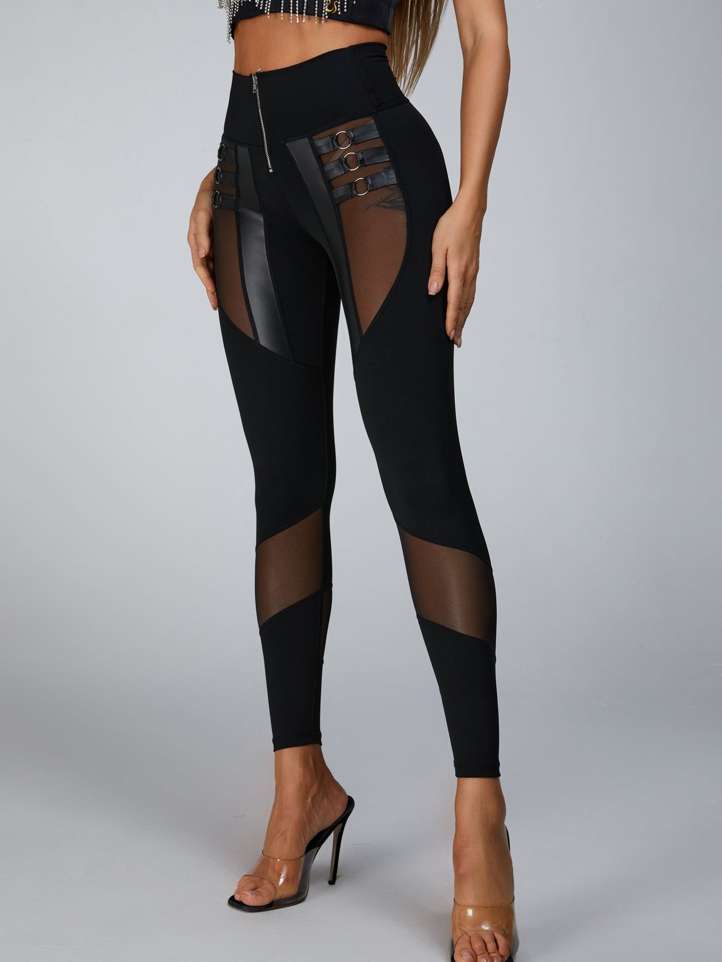 ZASUWA Female “Stitching Sexy” Cutout Mesh Beading Tassel Corset Tracksuit