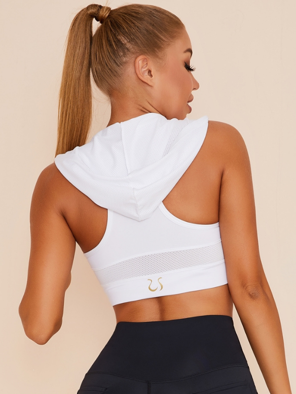ZASUWA Female Solid Color Hooded Vests Pockets Short Tracksuit