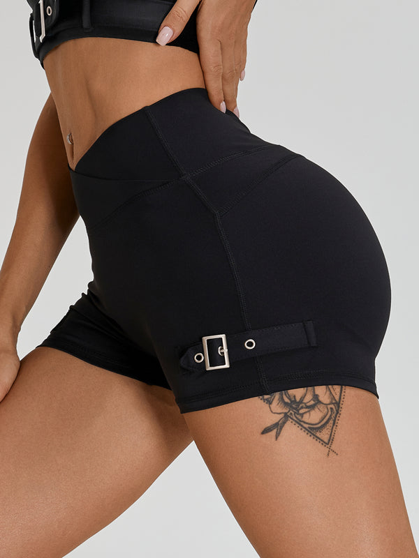 ZASUWA Female Button Backless V-shape Waist Cargo Style Short Tracksuit