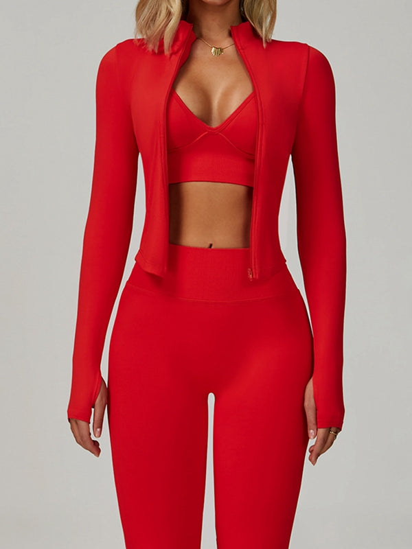 ZASUWA Female Deep V Back Seamless High-rise Tracksuit