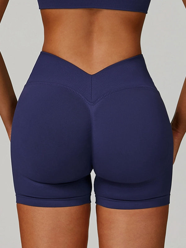 ZASUWA Female Deep V Back Seamless High-rise Short Tracksuit