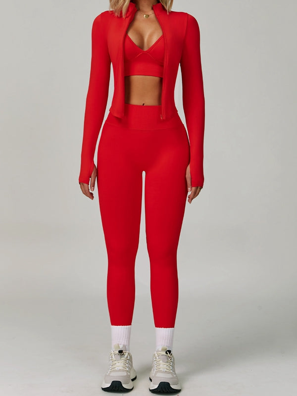 ZASUWA Female Deep V Back Seamless High-rise Tracksuit