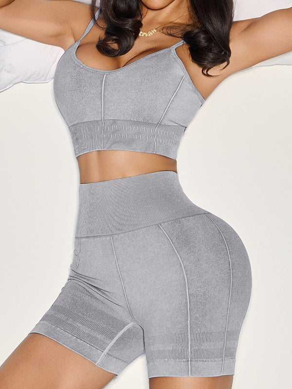 ZASUWA Female Faux Denim Seamless Short Tracksuit